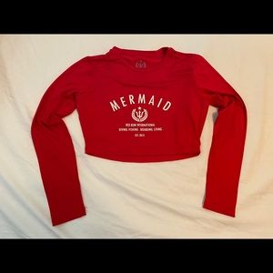 Red Rum Mermaid Cropped Longsleeved Swim Top